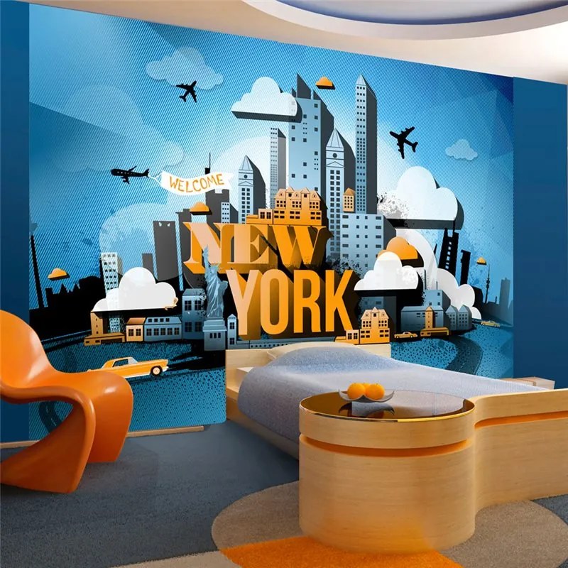 Fotomurale  New York  welcome  Colore Bianco, Dimensioni e Misure 100x70