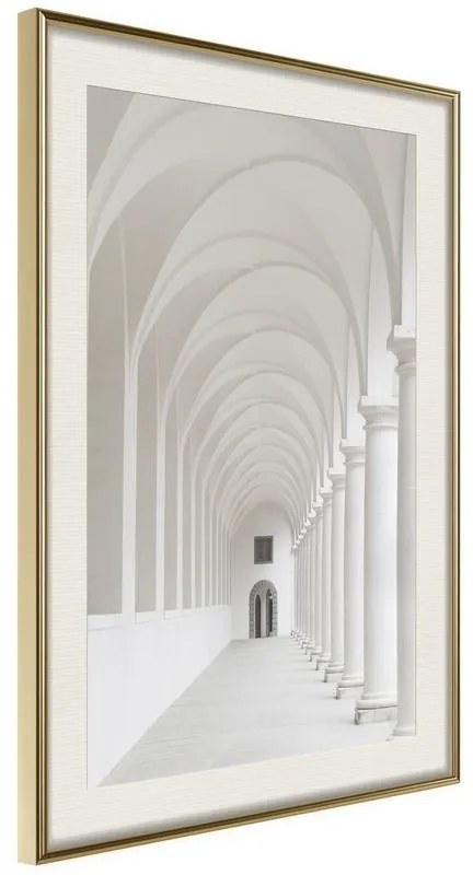 Poster  White Colonnade  Cornice Quadri Cornice d'oro con passe-partout, Larghezza x Altezza Home decor 40x60