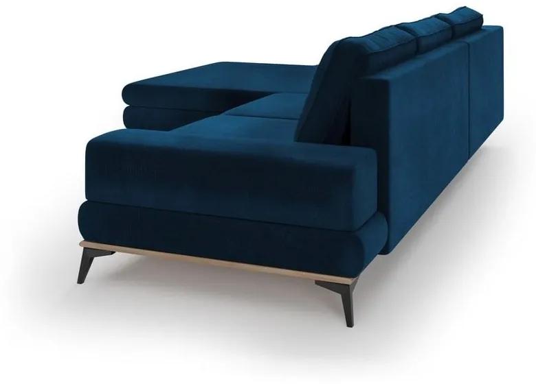 Divano letto angolare blu reale con rivestimento in velluto, angolo sinistro Astre - Windsor &amp; Co Sofas