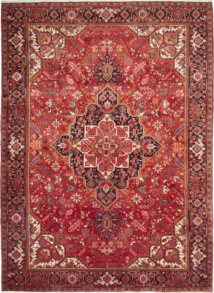 Heriz Tappeto 340x250 Rosso (Iran) Annodato A Mano