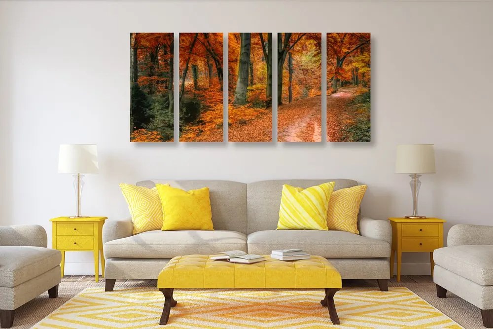 Quadri 5 pezzi – Foresta in autunno