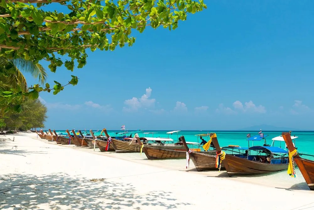 Stampa su tela – Spiaggia di sabbia bianca sull'isola di Bamboo