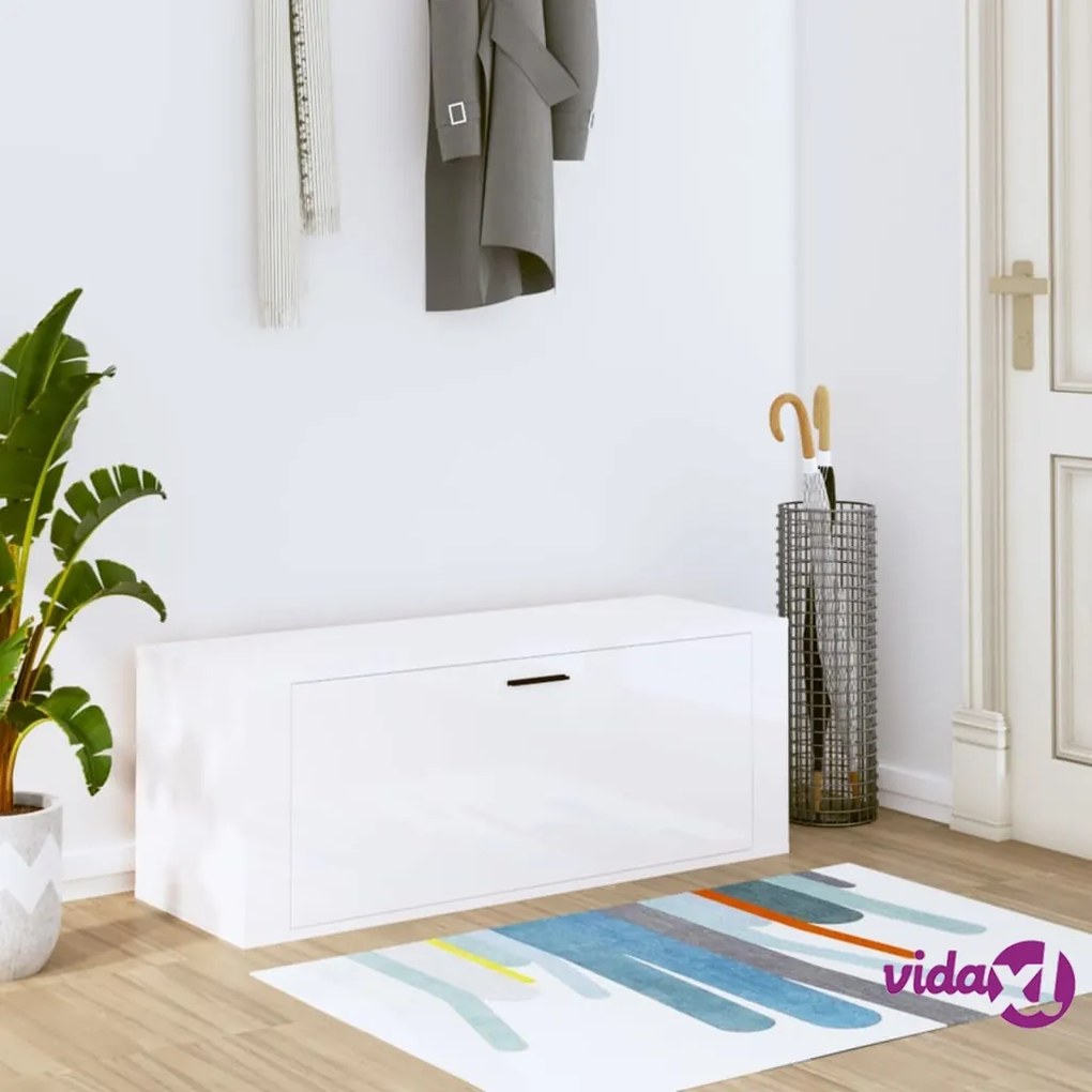 vidaXL Scarpiera Bianco Lucido 100x35x38 cm in Legno Multistrato