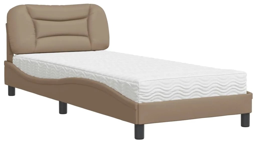 Letto con materasso cappuccino 90x200 cm in similpelle