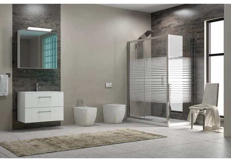 Kamalu - Box doccia 170x80 laterale fisso 80cm vetro serigrafato altezza 180cm  K410NS