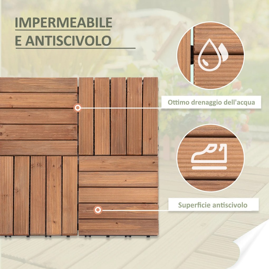 Pavimentazione da Esterno Incastrabile 27 Mattonelle in Legno  Marrone...