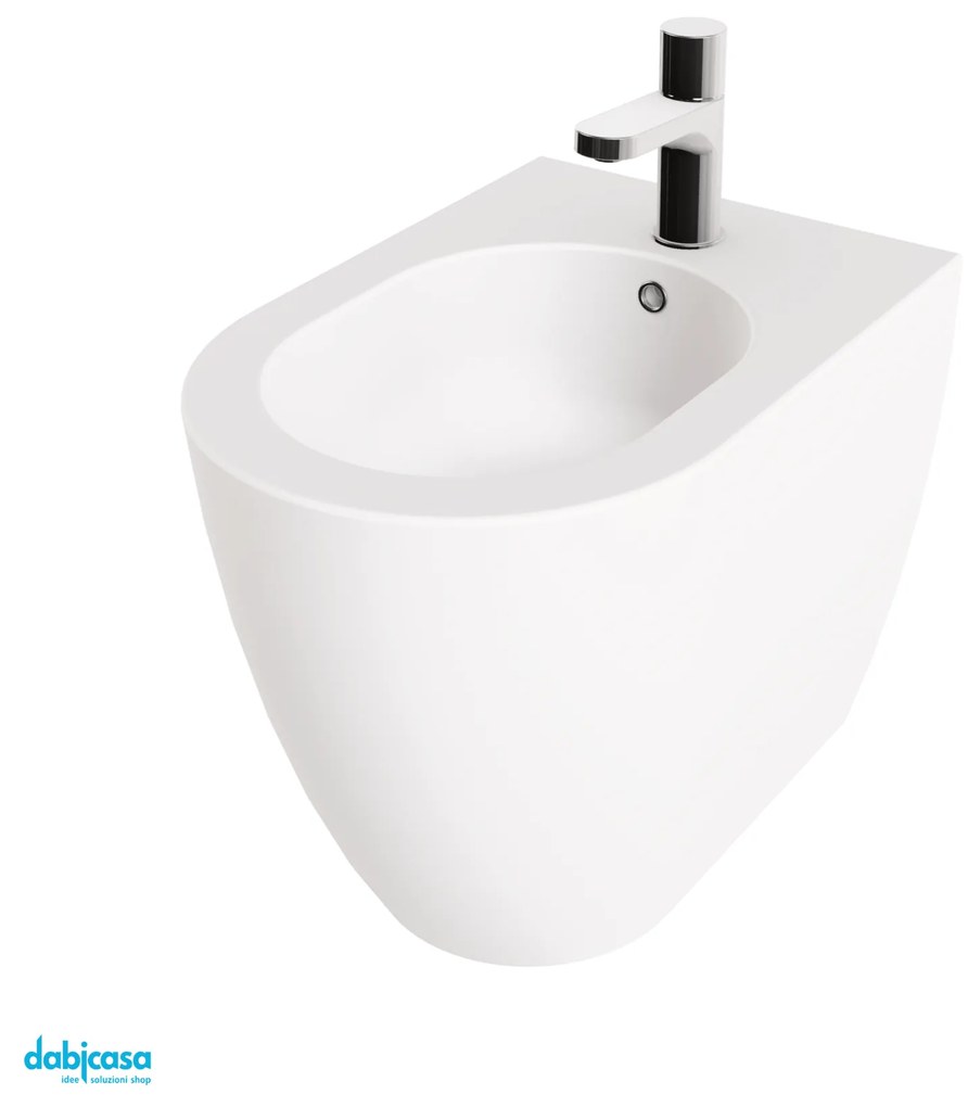 Azzurra Ceramica "Comoda" Bidet Da Terra Filo Muro Bianco Opaco