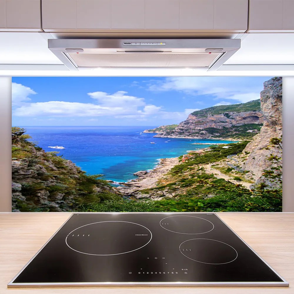 Pannello paraschizzi cucina Paesaggio di montagna della spiaggia del mare 125x50 cm