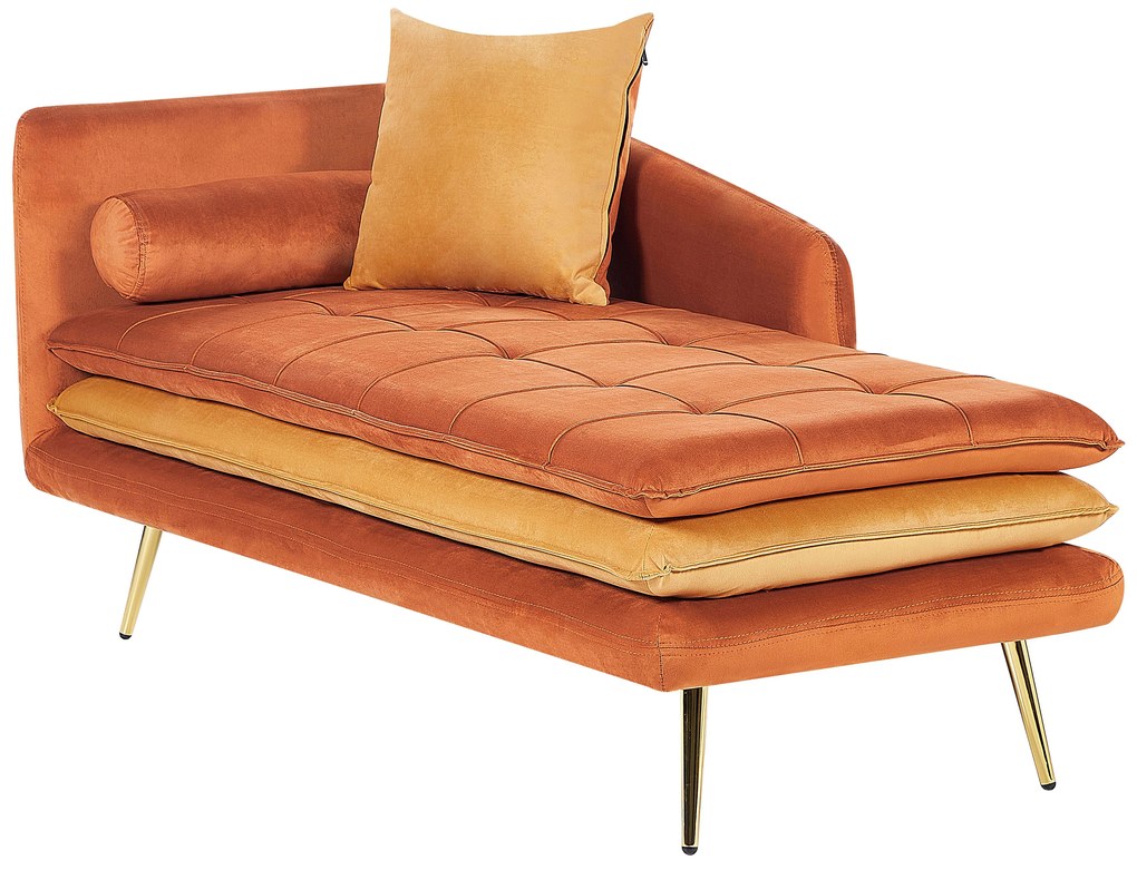 Chaise longue sinistra velluto arancione GONESSE Beliani