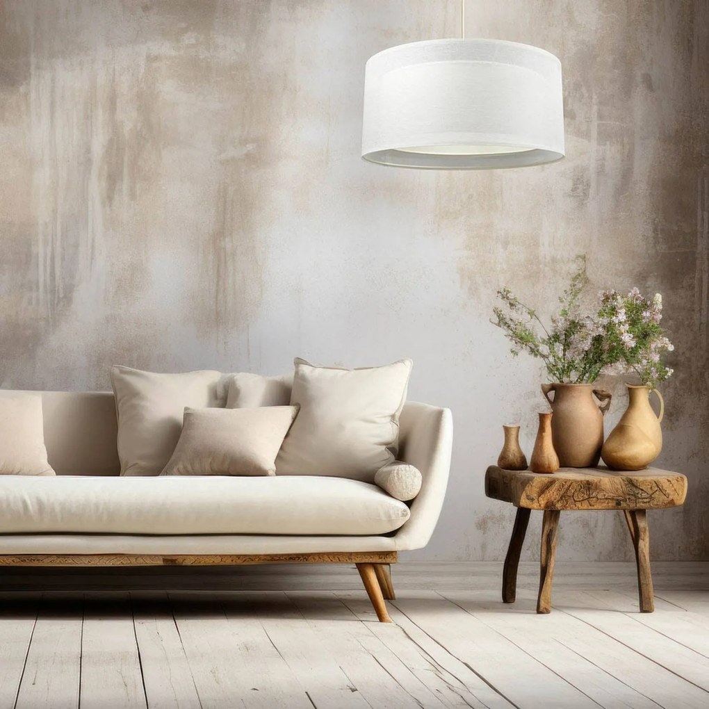 Maco Design Lampada a sospensione Duo Den Light, crema, Ø 50 cm, lino, PVC