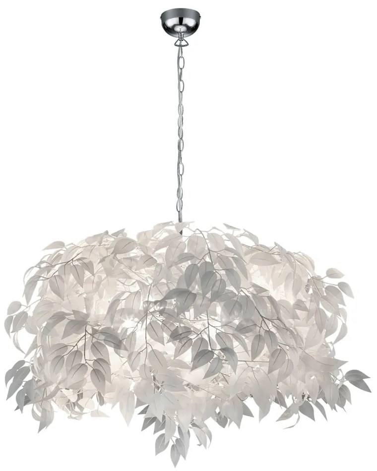 Lampada a sospensione bianca con piume Ciondolo, altezza 150 cm Leavy - Trio