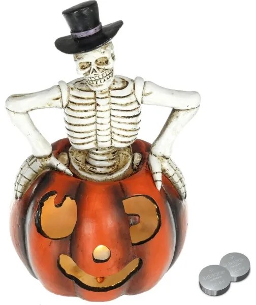 Retlux - LED Decorazione HALLOWEEN LED/2xLR44/bianco caldo scheletro in una zucca resina