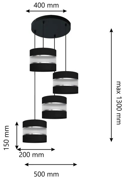 Lampadario su filo HELEN 4xE27/15W/230V nero