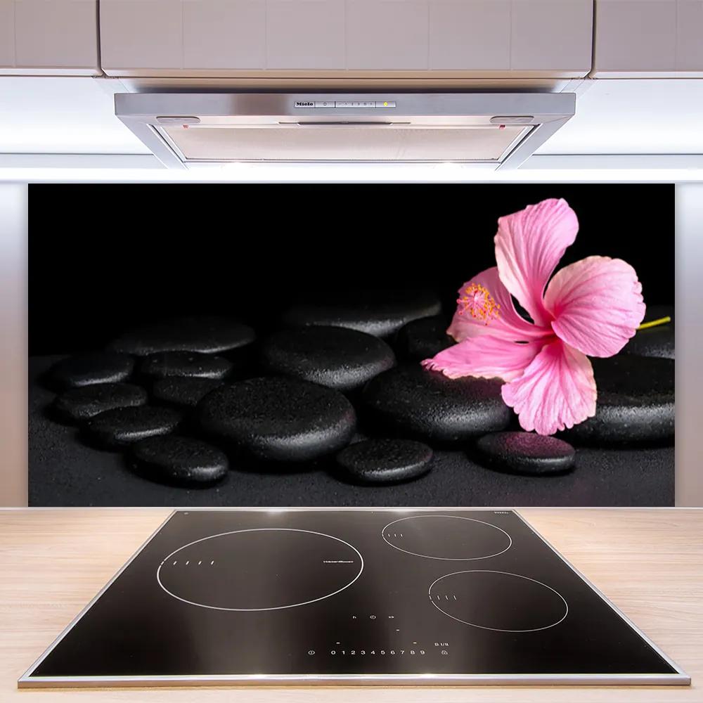 Pannello paraschizzi cucina Fiore di pietre nere 100x50 cm