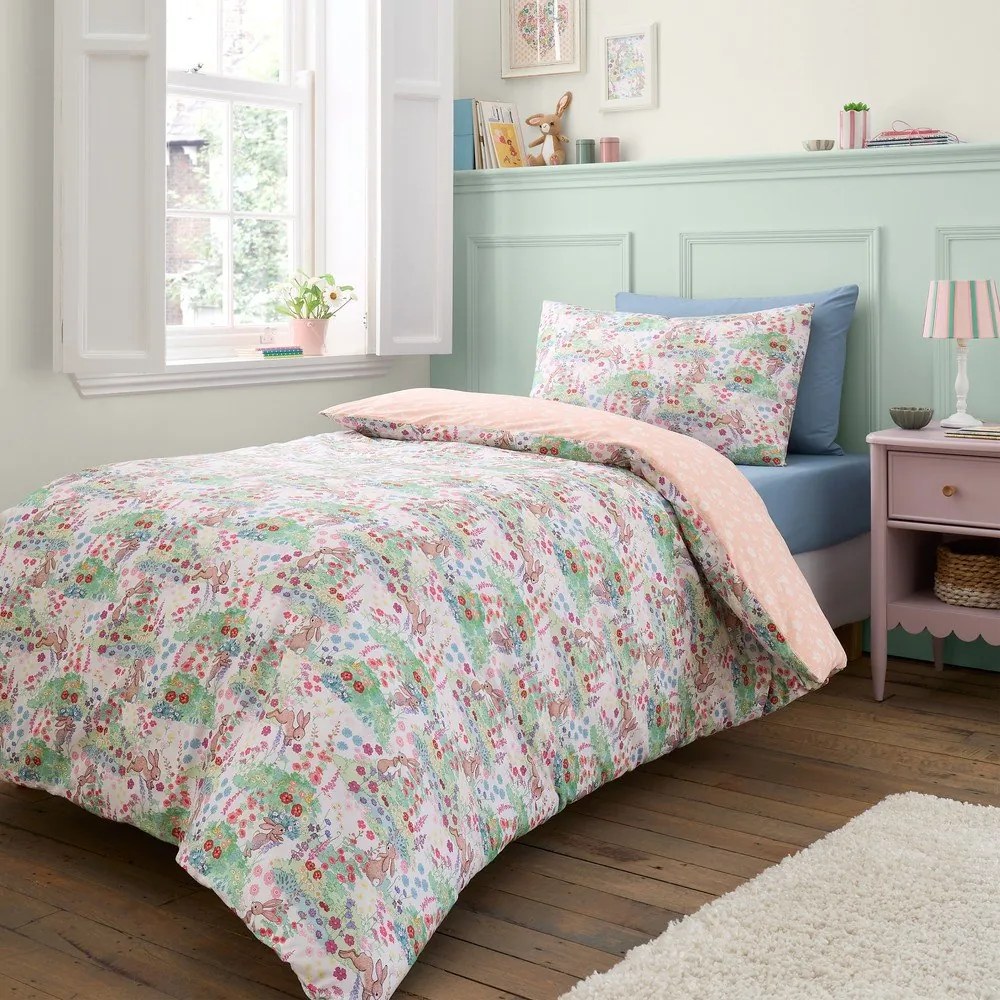 Set copripiumino e federa da bambini in cotone per letto singolo 135x200 cm Meadow Bunnies – Belle &amp; Boo