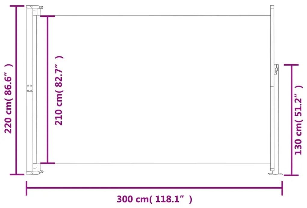 Tenda Laterale Retrattile per Patio 220x300 cm Grigia