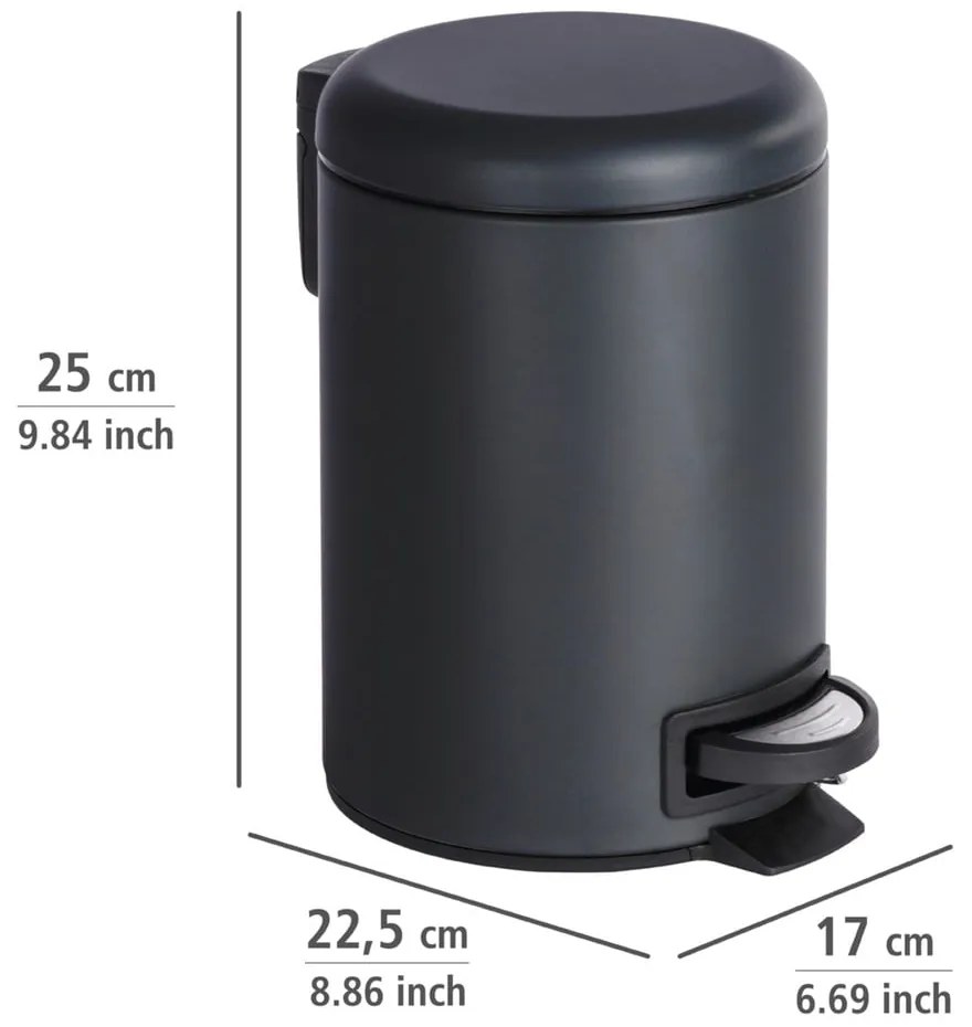 Pattumiera nera , 3 l Leman - Wenko