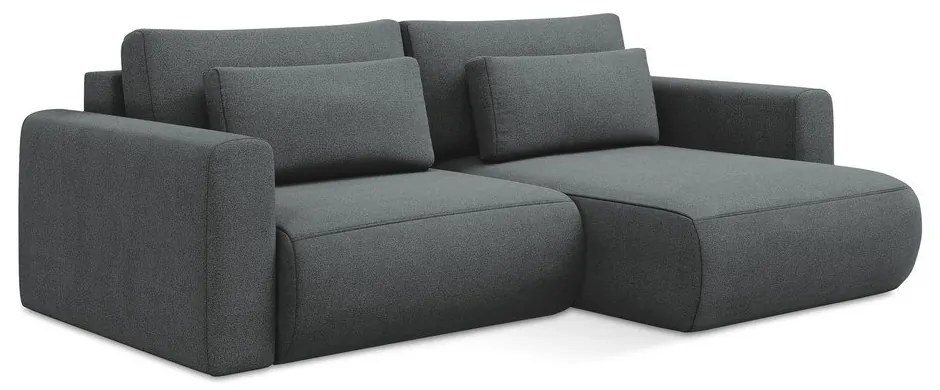 Divano angolare grigio scuro allungabile/con contenitore (con penisola a destra/con chaise lounge) Kapua – Makamii