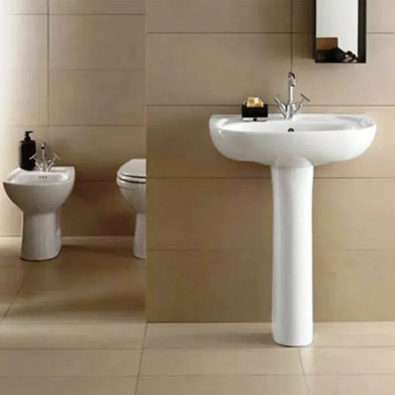 Lavabo con colonna 60 cm Geberit in ceramica lucida Colibrì