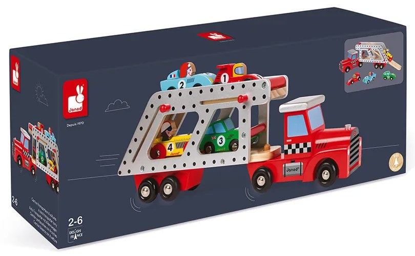 Story Camion Bisarca con 4 Vetture - legno