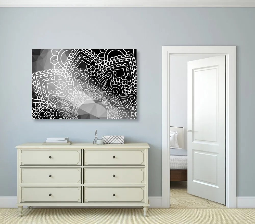 Quadro su tela – Elementi di Mandala in bianco e nero