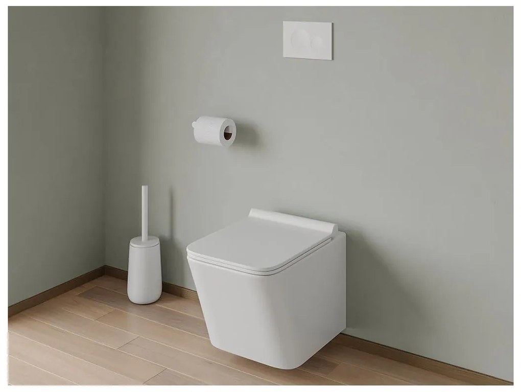Pacchetto WC sospeso Bianco con Telaio e Piastra di attivazione Bianca tonda - CLEMONA