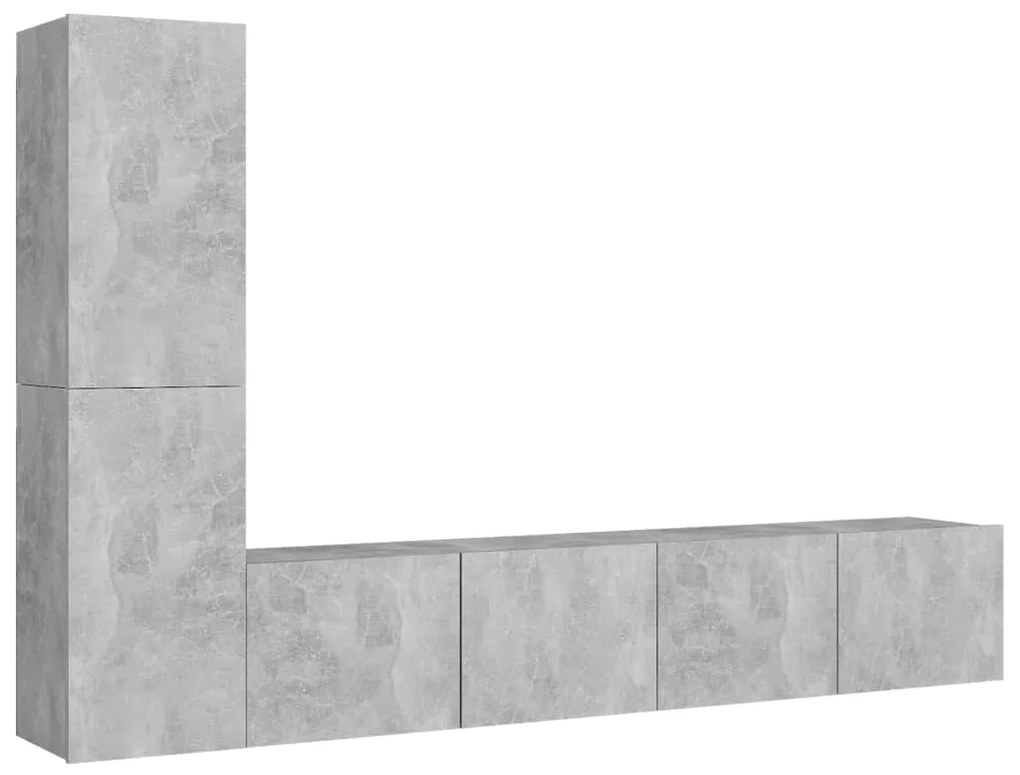 Set di mobili porta tv 4 pz grigio cemento in legno multistrato