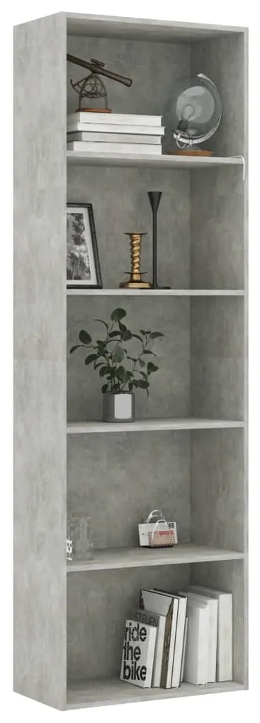 Libreria 5 Ripiani Grigio Cemento 60x30x1789 Legno Multistrato