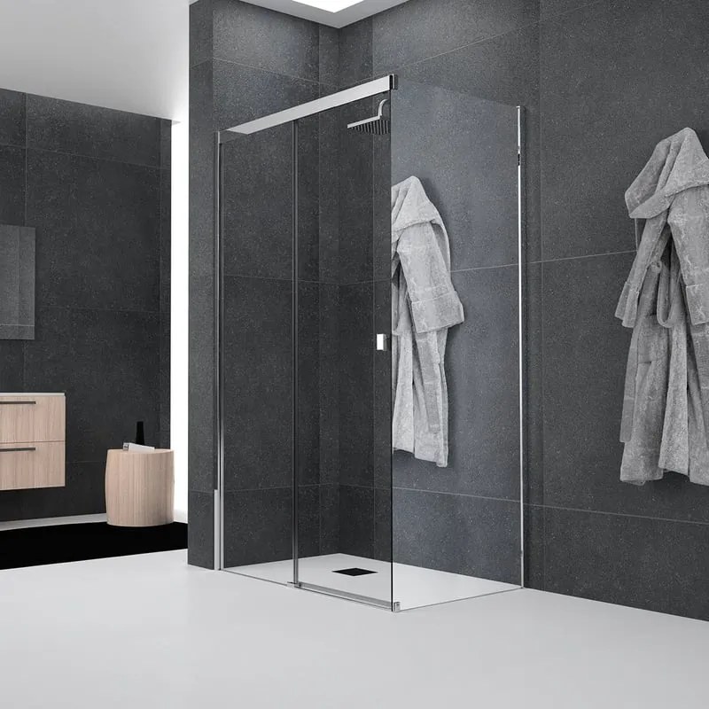 Box doccia con ingresso frontale scorrevole Glam L 100 x H 200 cm vetro senza finitura / trasparente argento