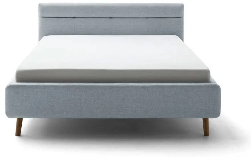 Letto matrimoniale imbottito blu polveroso con contenitore con rete inclusa 160x200 cm Lotte – Meise Möbel