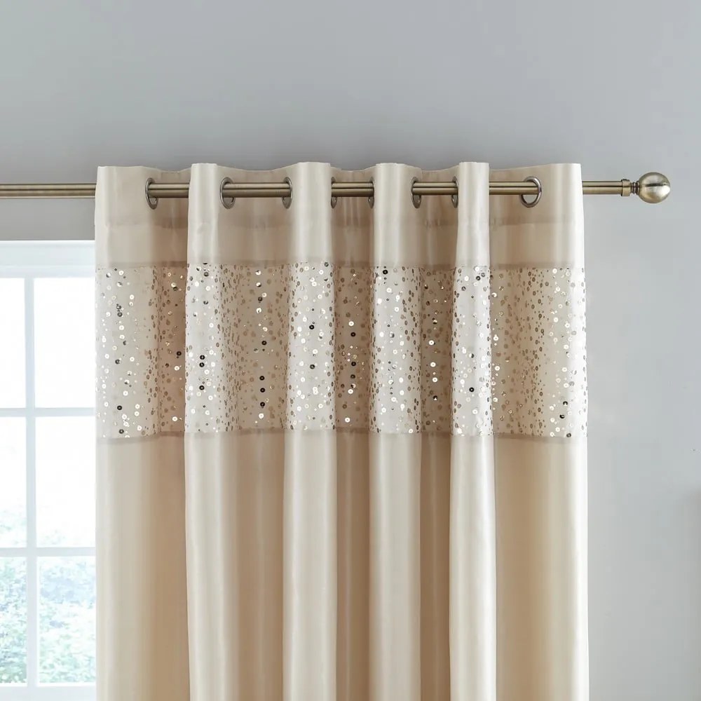 Tende beige in set da 2 168x183 cm Glitzy Sequin - Catherine Lansfield