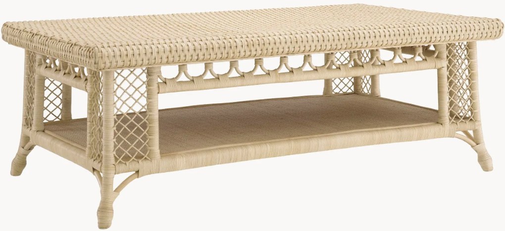 Tavolino da salotto in rattan con ripiano Saba