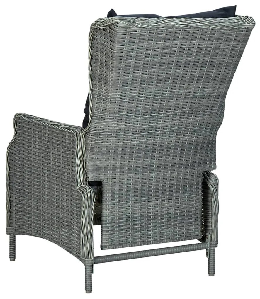 Set Pranzo da Giardino 7pz con Cuscini Polyrattan Grigio Chiaro