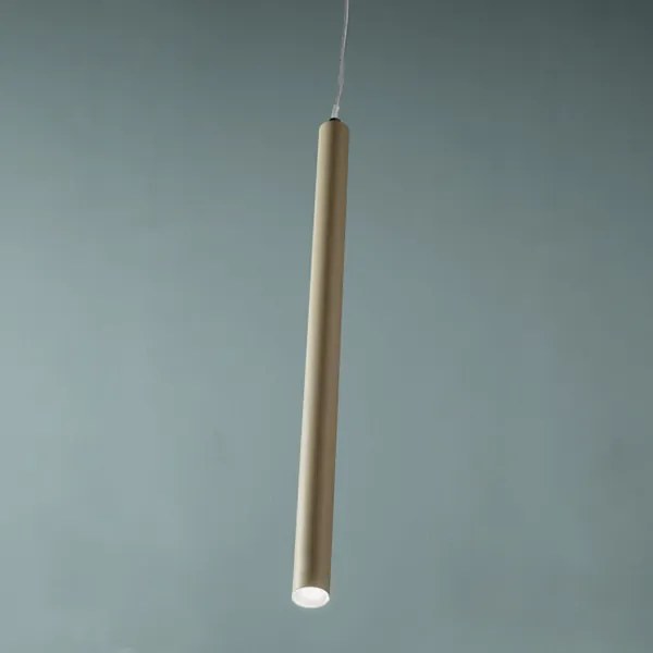 Lampada a sospensione TUBE in metallo D3 cm con fonte luminosa a LED TORTORA