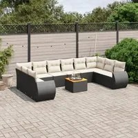 Set Divani da Giardino 11 pz con Cuscini in Polyrattan Nero 3257505