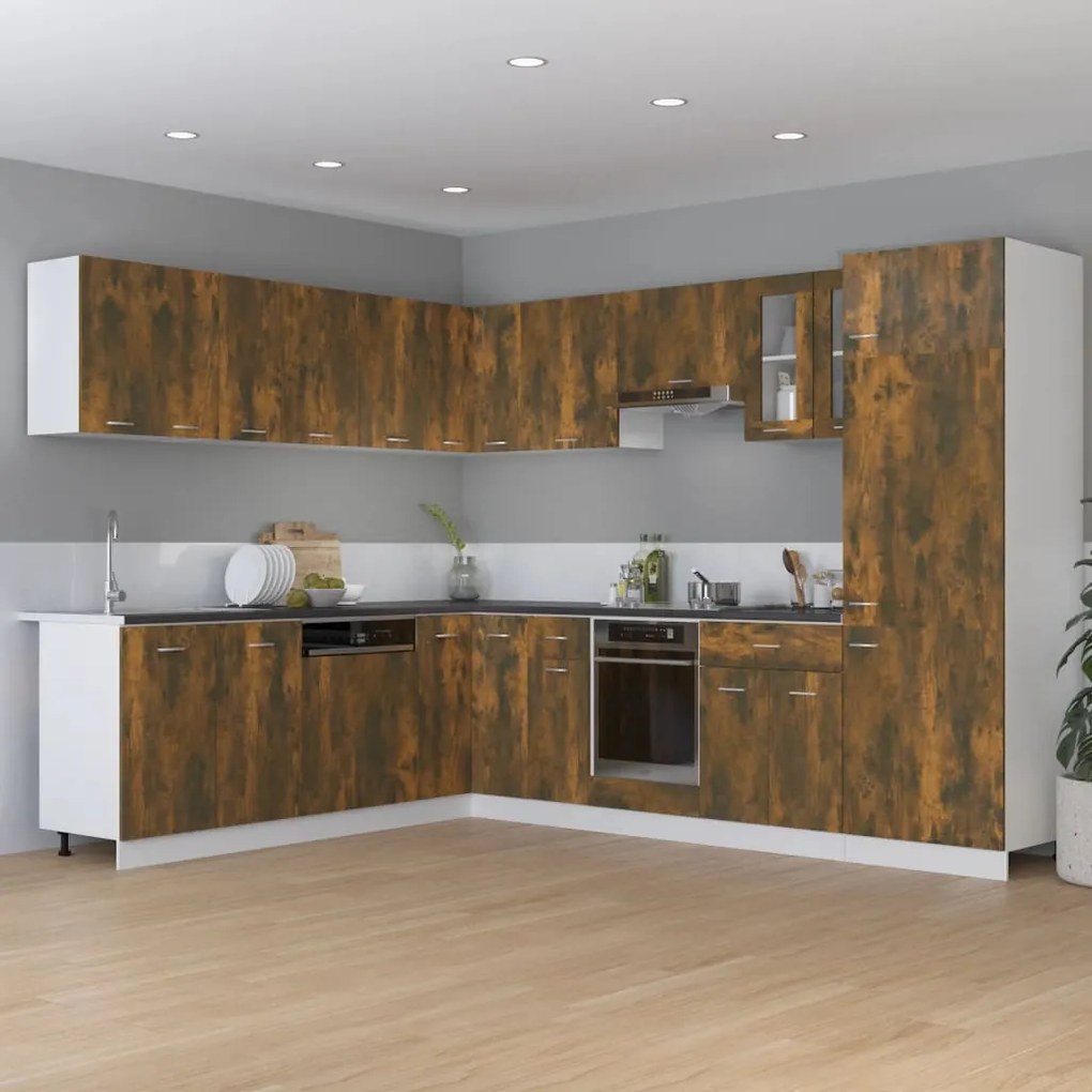 Armadietto cucina rovere fumo 75,5x75,5x80,5 cm in legno