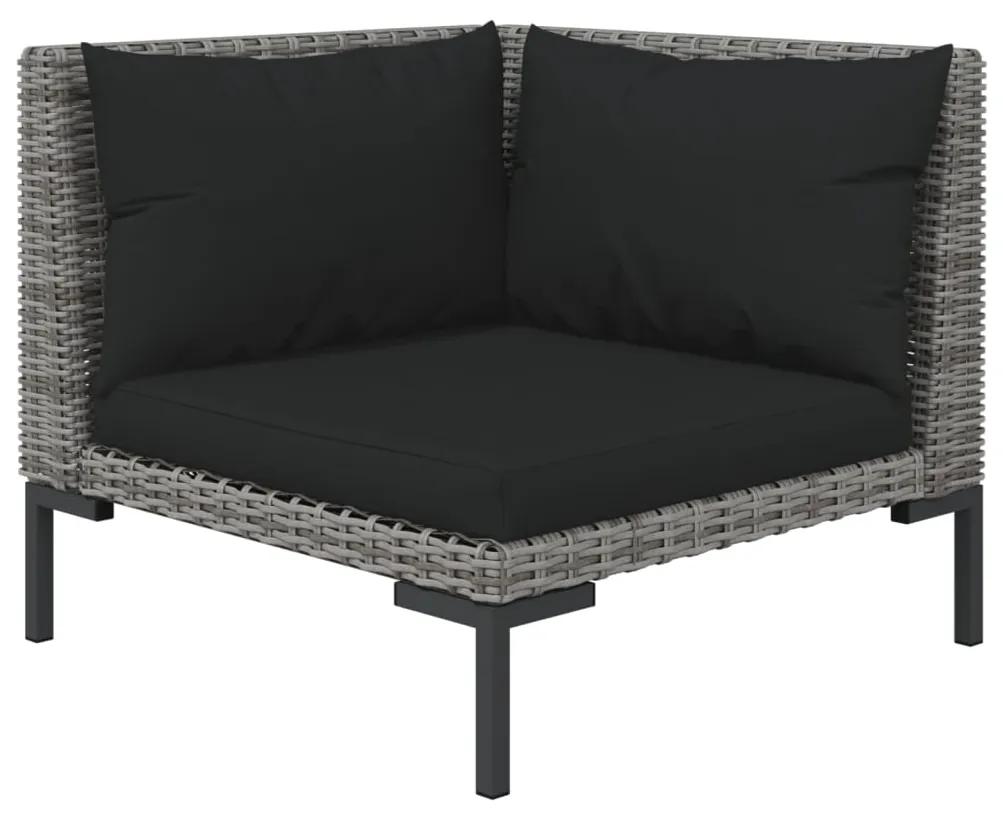 Set divani da giardino 9 pz con cuscini polyrattan grigio scuro