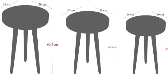 SET 3x Tavolino CALL nero