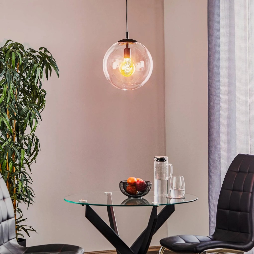 ALDEX Lampada a sospensione 562, vetro trasparente, cappuccio/rosone nero