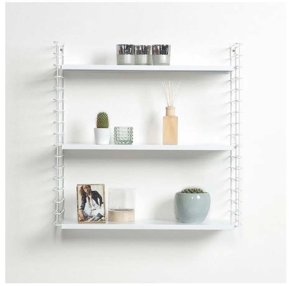 Scaffale a 3 piani con ripiani bianchi, larghezza 70 cm Libro - Metaltex