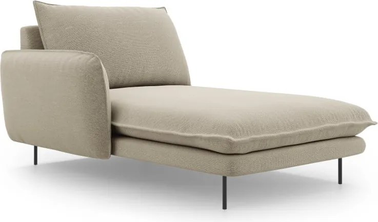 Chaise longue Vienna in tessuto strutturato con gambe nere – L170cm
