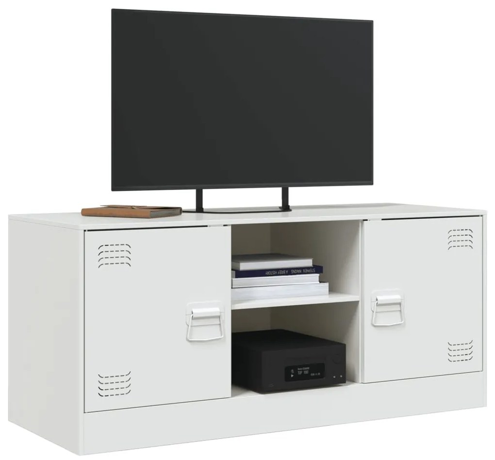 Mobile porta tv bianco 99x39x44 cm in acciaio