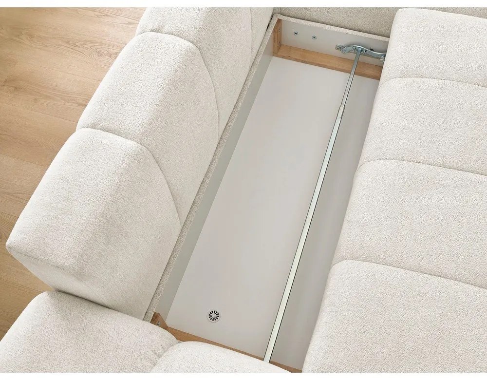 Divano angolare bianco allungabile e con contenitore (penisola a destra/chaise lounge) con rivestimento in ciniglia Everest – Bobochic Paris