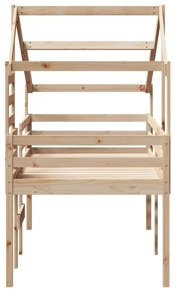 Letto a soppalco con tetto 90x190 cm legno massello di pino