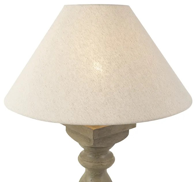 Lampada da tavolo rustica con paralume in lino beige 50 cm - Hyssop