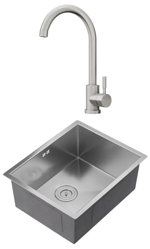 Set lavandino 55 x 45 cm SOELA + rubinetto ROMILY in Acciaio inossidabile Grigio