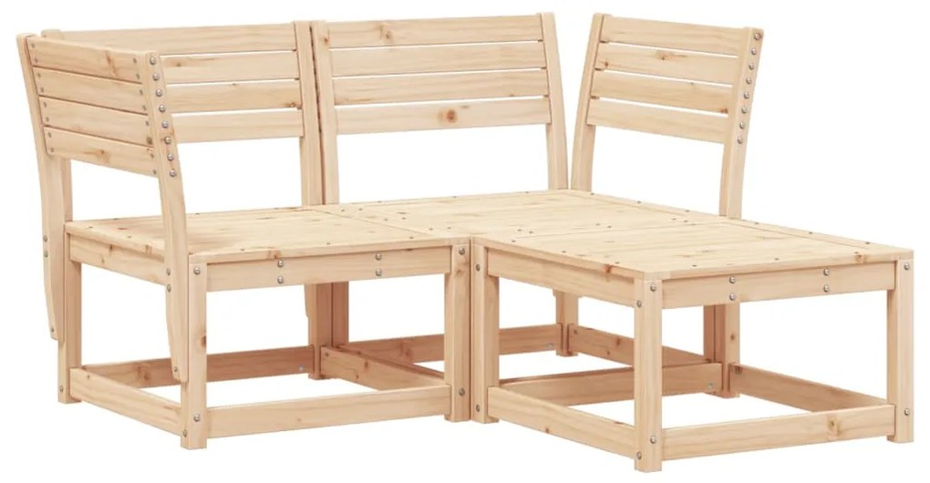 Set Divani da Giardino 3 pz in Legno Massello di Pino