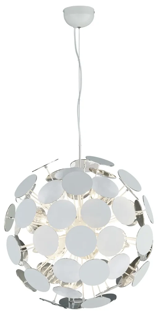 Lampadario bianco e argento Discalgo Trio
