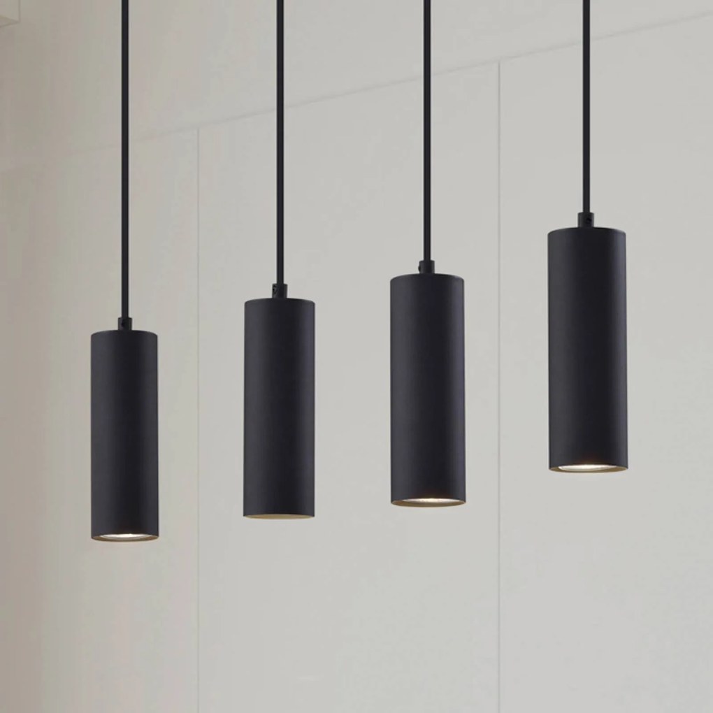 Lindby lampada a sospensione Joffrey, 76 cm, nera, a 4 luci, GU10