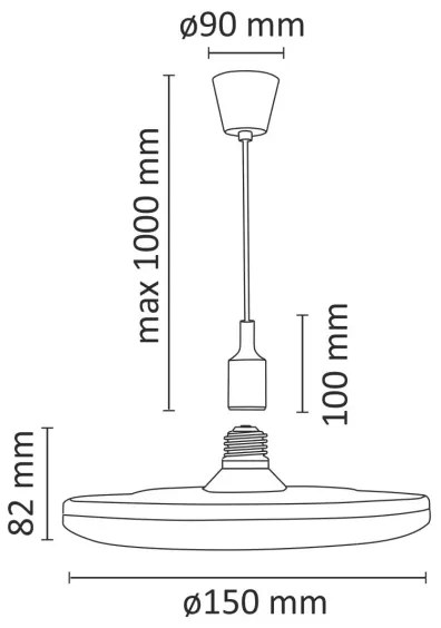 LED Lampada a sospensione KIKI 1xE27/10W/230V nero